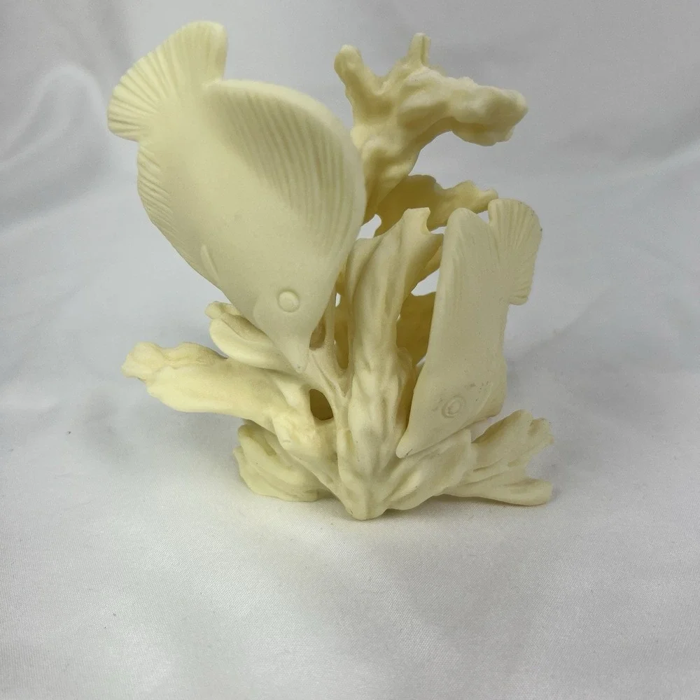 Vintage Style Cream Fish Coral Figurine Coastal Nautical Beach House Decor